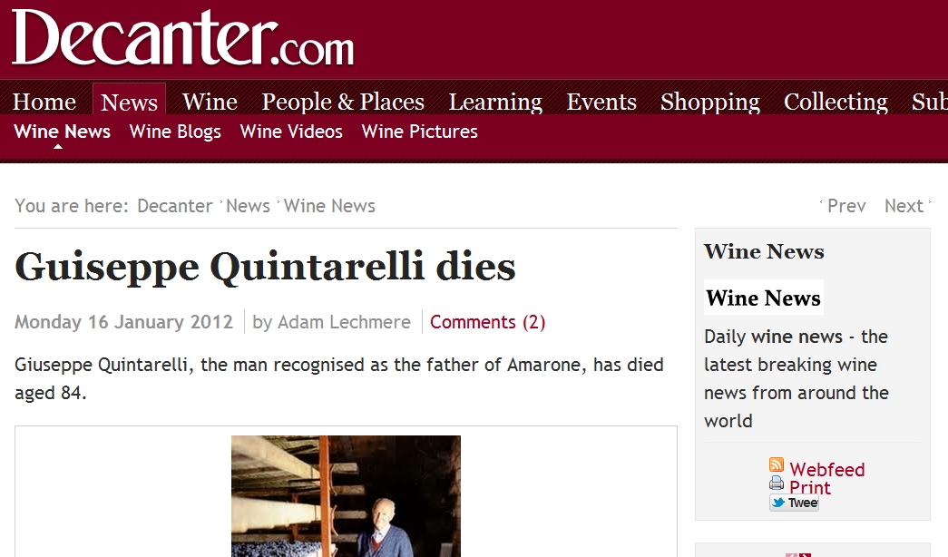 Decanter.com Quintarelli obituary