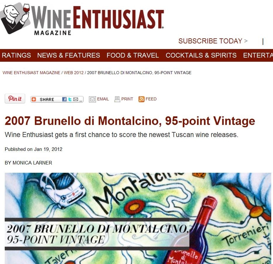 Wine Enthusiast Brunello 2007
