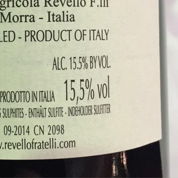 Barolo 2011 15.5% alcohol